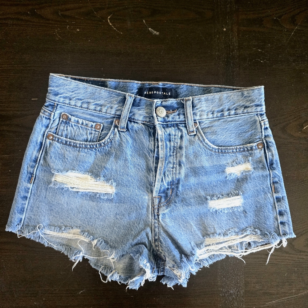 Aeropostale Blue Jean Shorts with Distressed Details